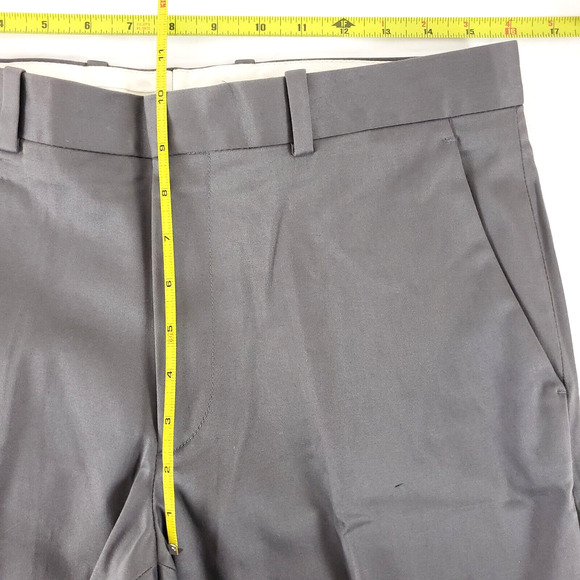 Perry Ellis Premium SIZE 32 X 32 Tailored Fit Gray Flat Front Cotton Pants Mens - Picture 7 of 9